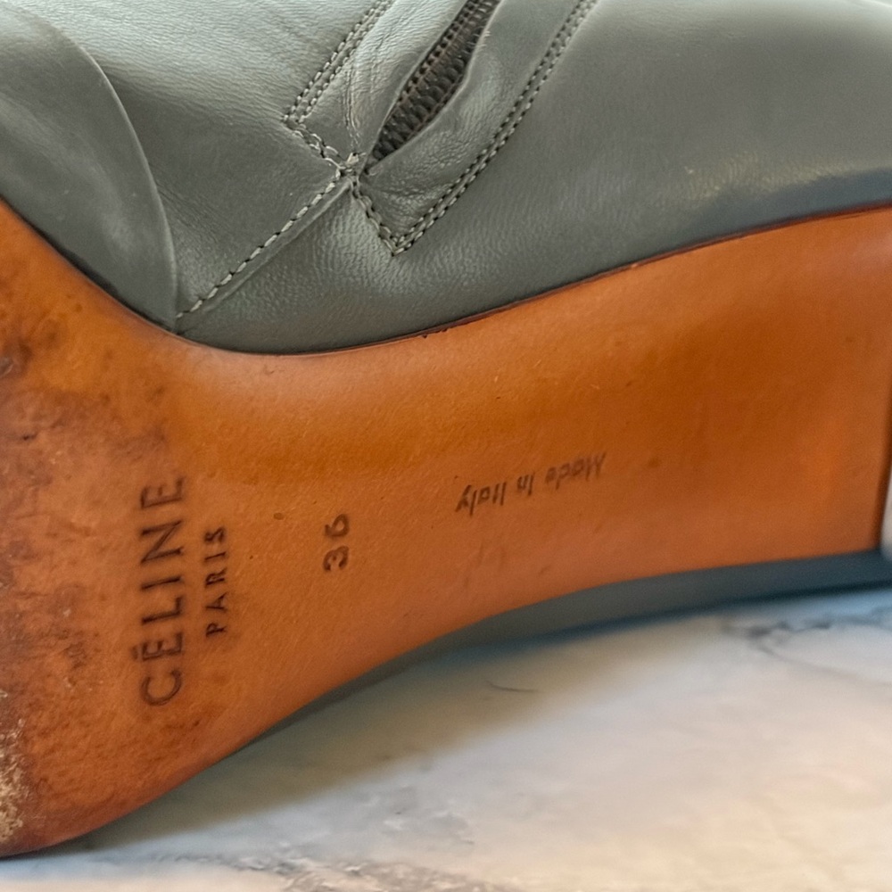 Celine Gray Leather Boots comfortable fit for any occasion - Picture 3 of 15
